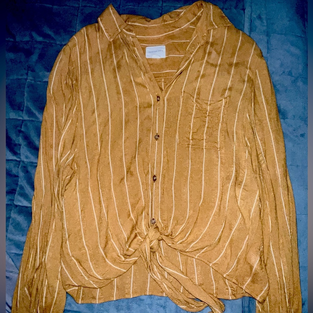 Yellow Striped Button Down Blouse